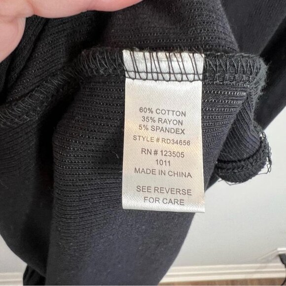 Heart & Hips Womens Size Medium Black Ribbed Midi Tank Dress Button Front Ruched - Picture 6 of 10